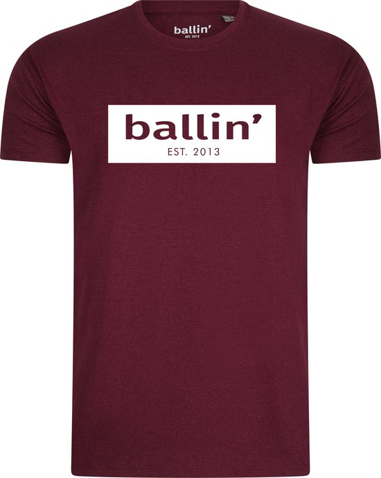 Heren Tee SS met Ballin Est. 2013 Cut Out Logo Shirt Print - Rood - Maat XXL