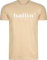 Heren Tee SS met Ballin Est. 2013 Regular Fit Shirt Print - Beige - Maat M