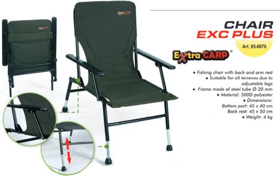 EXC Chair Plus - Visstoel - Karperstoel met Rugleuning en Armleuning - Vis stoel opklapbaar - Inklapbare stoel - Vouwstoel van Merkloos — afbeelding 3