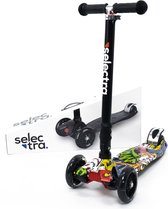 Selectra kinderstep met 4 lichtgevende wielen – Kick step voor kinderen van 3 t/m 9 jaar – Led scooter met click and ride functie - extreme skull