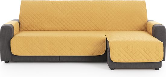 Bankbeschermer Duo Chaise Longue Mosterdgeel Rechts - 280cm breed - Bankhoezen van zacht microvezel voor optimaal comfort - Beschermhoes voor hoekbanken