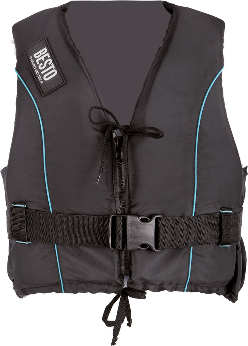 Besto Dinghy Zipper 50N skivest – zwemvest zwart/aqua Large 60-70kg