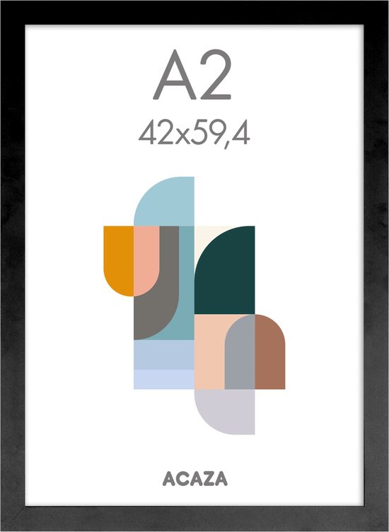 ACAZA Fotokader A2 Formaat - Fotolijst in MDF Hout - 42 x 59,40 cm - Zwart