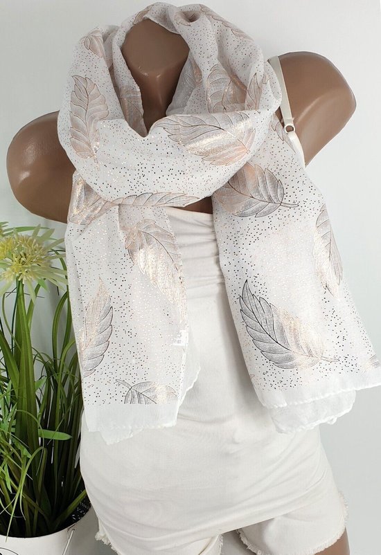 Écharpe d'été femme couleur blanc crème taille 180 x 70 centimètres