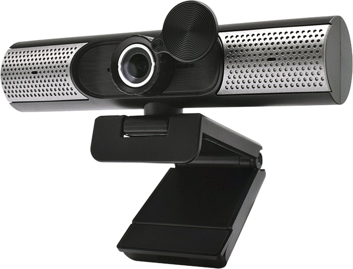 Platinet PCWC1080SP Webcam met microfoon - Voor PC, laptop - 2 ingebouwd luidsprekers - Zwart