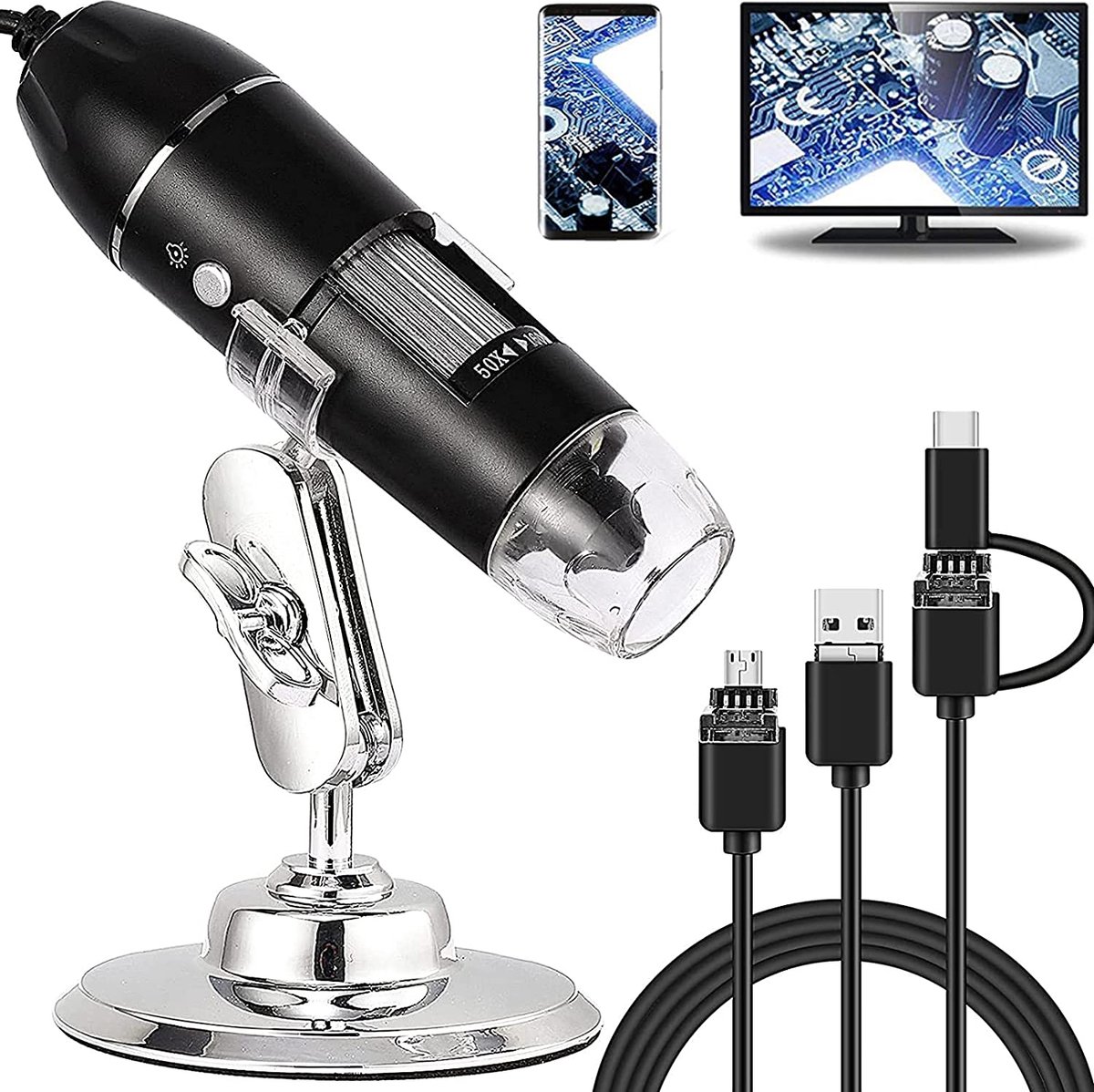 USB Digitale Microscoop, 50X tot 1600X 8 LED Draagbare pocket handheld Vergroting Endoscoop Camera met Stand voor kinderen studenten v.02