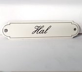 Emaille deurbordje naamplaatje Hal - 11 x 2,7 cm Klassiek NP-KS-S2 Schuinschrift