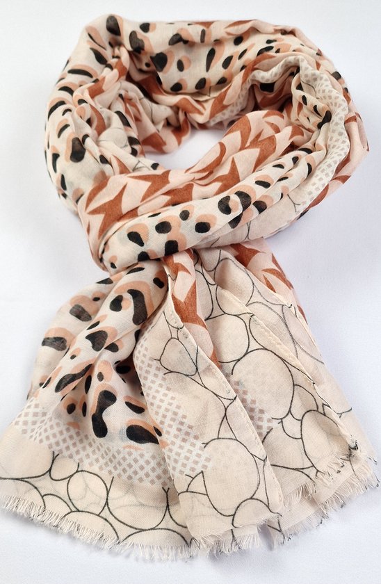 Foulard d'été avec imprimé et beau tissu doux 50% coton avec 50% viscose / 6 couleurs