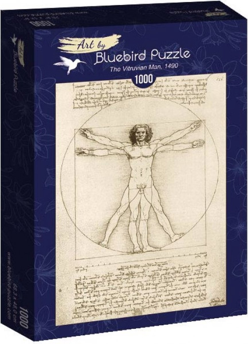 Bluebird Puzzle kunst puzzel Leonardo Da Vinci - The Vitruvian Man 1000 stukjes.