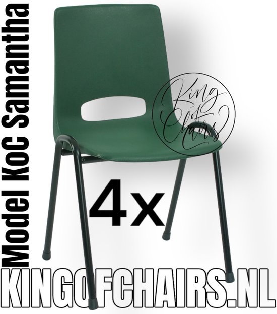 King of Chairs -Set van 4- Model KoC Samantha groen met zwart onderstel. Stapelstoel kuipstoel vergaderstoel tuinstoel kantine stoel stapel stoel kantinestoelen stapelstoelen kuipstoelen arenastoel De Valk 3320 bistrostoel schoolstoel bezoekersstoel