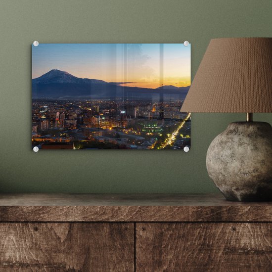 Peinture sur verre - La ligne d'horizon d'Erevan en Arménie avec l'Ararat - 30x20 cm - Peintures sur Verre Peintures - Photo sur Glas