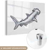 MuchoWow® Peinture sur Verre - Une Illustration d'un Requin Marteau - 120x80 cm - Peintures sur Verre Acrylique - Photo sur Glas
