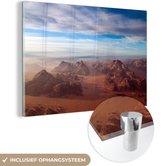 Vue d'ensemble le rocher rouge du Wadi Rhum Plexiglass 30x20 cm - petit - Tirage photo sur Glas (décoration murale en plexiglas)