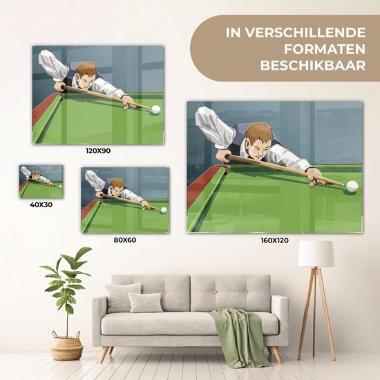 Peinture sur verre - un homme qui frappe en jouant au billard - 80x60 cm - Peintures sur Verre Peintures - Photo sur Glas