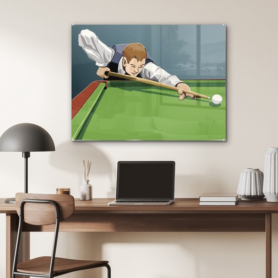 Peinture sur verre - un homme qui frappe en jouant au billard - 80x60 cm - Peintures sur Verre Peintures - Photo sur Glas