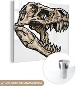 MuchoWow® Peinture sur verre 50x50 cm - Peinture sur verre acrylique - Dinosaurus - Crâne - Wit - Photo sur verre - Peintures