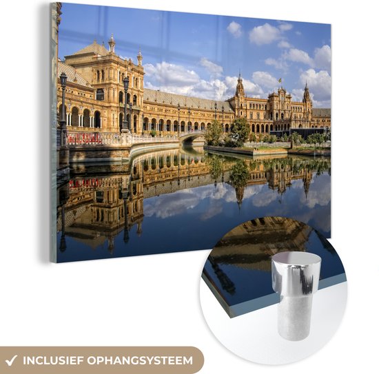 Vue de face du magnifique Palais Royal de Séville Plexiglas 180x120 cm - Tirage photo sur Glas (décoration murale en plexiglas) XXL / Groot format!