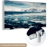 MuchoWow® Glasschilderij 80x40 cm - Schilderij acrylglas - Uitzicht gletsjer - Foto op glas - Schilderijen