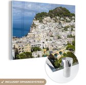 MuchoWow® Glasschilderij 60x40 cm - Schilderij acrylglas - Uitzicht op de huizen van Capri in Italië - Foto op glas - Schilderijen