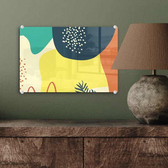 MuchoWow® Peinture sur Verre - Été - Formes - Abstrait - 30x20 cm - Peintures sur Verre Acrylique - Photo sur Glas