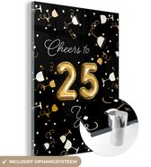 MuchoWow® Peinture sur verre 60x80 cm - Peinture sur verre acrylique - Anniversaire - 25 ans - Or - Photo sur verre - Peintures