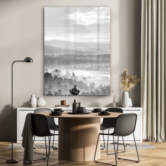 MuchoWow® Peinture sur Verre - Nature dans le Parc d'Espagne - noir et blanc - 90x120 cm - Peintures sur Verre Peintures - Photo sur Glas