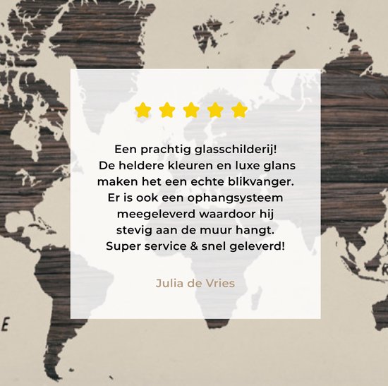 Peinture sur Verre - Carte du Wereldkaart - Bois - Marron - 80x160 cm - Peintures sur Verre Peintures - Photo sur Glas