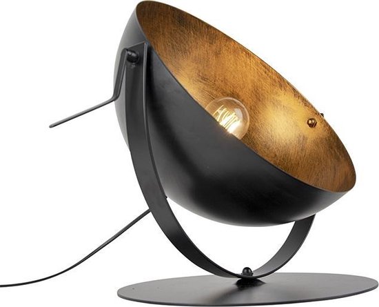 QAZQA magna - Moderne Tafellamp - 1 lichts - H 420 mm - Zwart Goud - Woonkamer | Slaapkamer