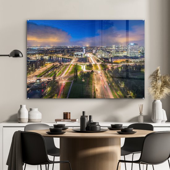 PURE LIVING Schilderij glas Rotterdam Skyline zwart wit II 125x50 cm kopen PURE LIVING Schilderij glas Rotterdam Skyline zwart wit II 125x50 cm kopen