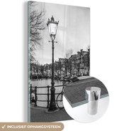 Peinture sur verre - Amsterdam au crépuscule - noir et blanc - 80x120 cm - Peintures Plexiglas