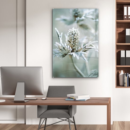 MuchoWow® Peinture sur verre 80x120 cm - Peinture sur verre acrylique - Bloem - Vert - Glace - Photo sur verre - Peintures