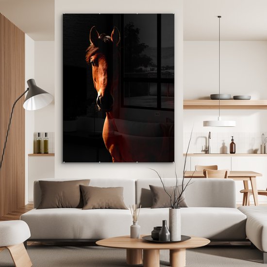 MuchoWow® Peinture sur Verre - Cheval - Lumière - Portrait - 120x160 cm - Peintures sur Verre Peintures - Photo sur Glas