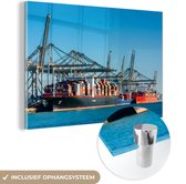 MuchoWow® Glasschilderij 60x40 cm - Schilderij acrylglas - Rotterdam - Nederland - Haven - Foto op glas - Schilderijen