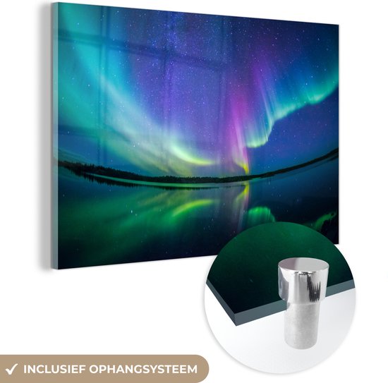 Peinture sur verre - Aurores boréales - Ciel étoilé - Reflet - 150x100 cm - Peintures Plexiglas