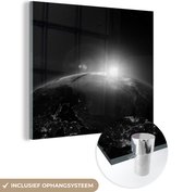 MuchoWow® Peinture sur verre 50x50 cm - Peinture sur verre acrylique - Terre - Soleil - Espace - Photo sur verre - Peintures