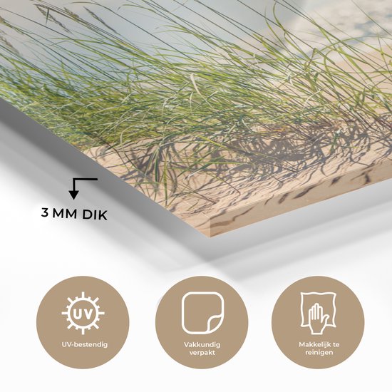 Peinture sur verre MuchoWow® - Brins d'herbe dans les dunes - 30x20 cm - Peintures sur verre acrylique - Photo sur Glas
