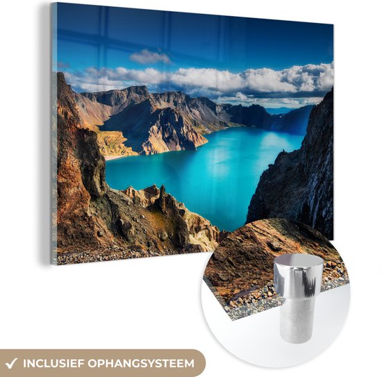 Rayons de soleil sur la montagne asiatique de Changbai en Chine Plexiglas 180x120 cm - Tirage photo sur Glas (décoration murale en plexiglas) XXL / Groot format!