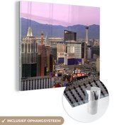 MuchoWow® Glasschilderij 50x50 cm - Schilderij acrylglas - Skyline van Las Vegas - Verenigde Staten - Foto op glas - Schilderijen