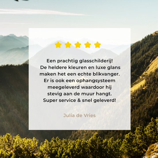 Peinture sur verre - Alpes - Vogels - Forêt - 30x20 cm - Peintures acryliques - Photo sur Glas