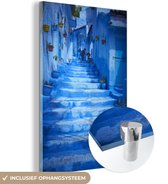 MuchoWow® Peinture sur Verre - Escalier Bleu au Maroc - 60x90 cm - Peintures sur Verre Peintures - Photo sur Glas