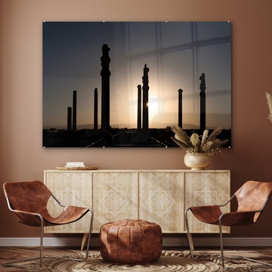 Silhouette de Persépolis perse en Iran Plexiglas 180x120 cm - Tirage photo sur Glas (décoration murale plexiglas) XXL / Groot format!