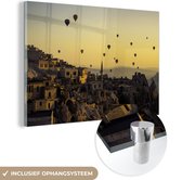 MuchoWow® Glasschilderij 180x120 cm - Schilderij acrylglas - Luchtballonnen boven Turkije - Foto op glas - Schilderijen
