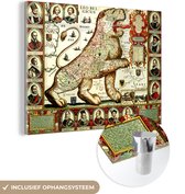 MuchoWow® Glasschilderij 120x90 cm - Schilderij acrylglas - Historische landkaart van het oude Nederland - Foto op glas - Schilderijen