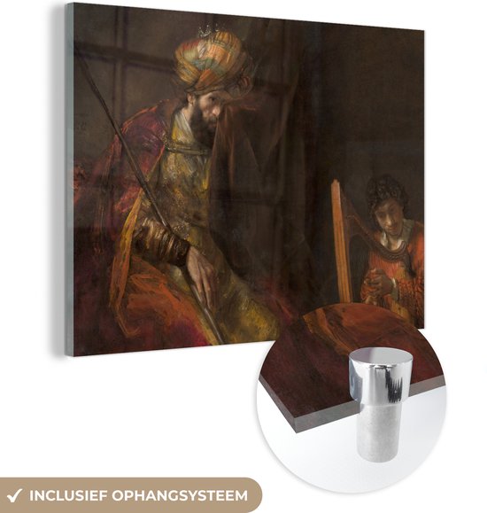 Glasschilderij - Saul en David - Rembrandt van Rijn - Acrylglas Schilderijen - Foto op Glas