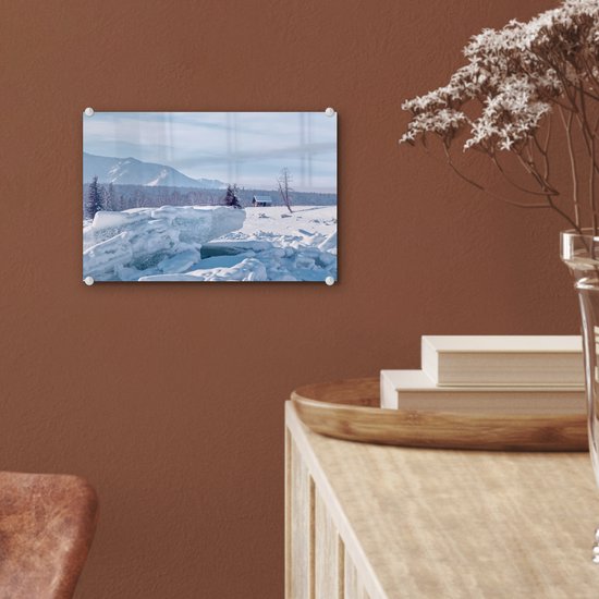 Les calottes glaciaires dans une rivière gelée dans le Parc National Arctique Russie Plexiglas 30x20 cm - petit - Tirage photo sur Glas (décoration murale en plexiglas)