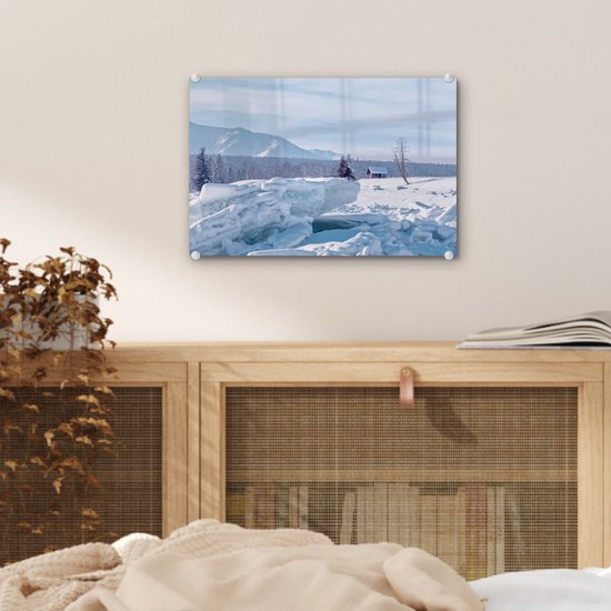 Les calottes glaciaires dans une rivière gelée dans le Parc National Arctique Russie Plexiglas 30x20 cm - petit - Tirage photo sur Glas (décoration murale en plexiglas)
