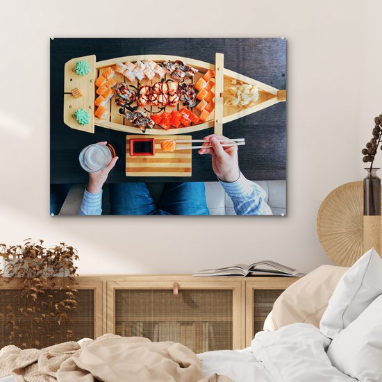 Peinture sur Verre - Sushi au Restaurant Japonais - 80x60 cm - Peintures sur Verre Peintures - Photo sur Glas