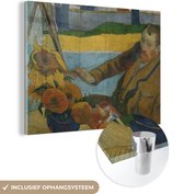 MuchoWow® Glasschilderij 40x30 cm - Schilderij acrylglas - Vincent van Gogh zonnebloemen schilderend - schilderij van Paul Gauguin - Foto op glas - Schilderijen