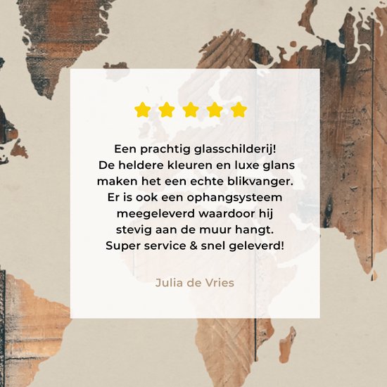 Peinture sur Verre - Carte du Wereldkaart - Planche de Bois - Rose des Vents - 120x80 cm - Peintures sur Verre Peintures - Photo sur Glas