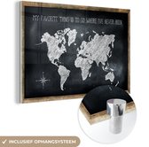 MuchoWow® Glasschilderij 90x60 cm - Schilderij acrylglas - Wereldkaart - Quote - Krijtbord - Foto op glas - Schilderijen